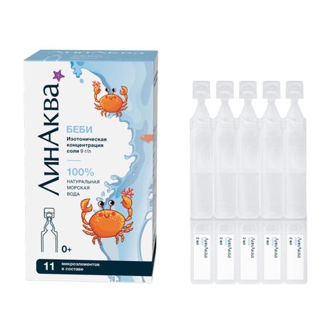 Фото ЛинАква Беби, средство для промывания носа 0,9%, тюбик-капельницы 2 мл, 30 шт.