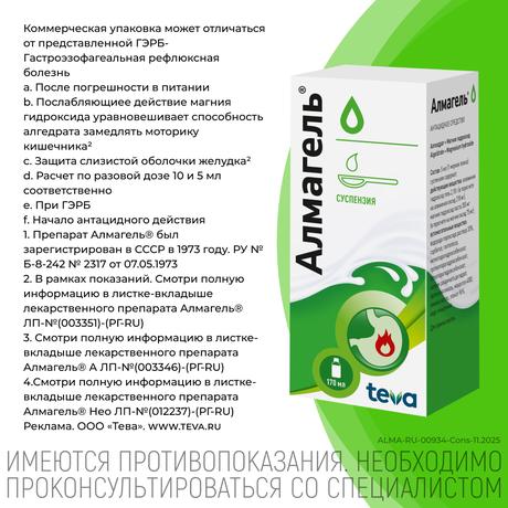 Фото Алмагель, суспензия, 170 мл