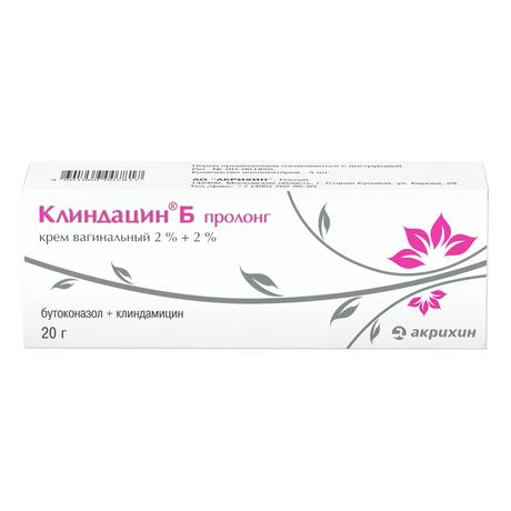 Фото Клиндацин Б пролонг, крем вагинальный 2%+2% 20 г, 1 шт.