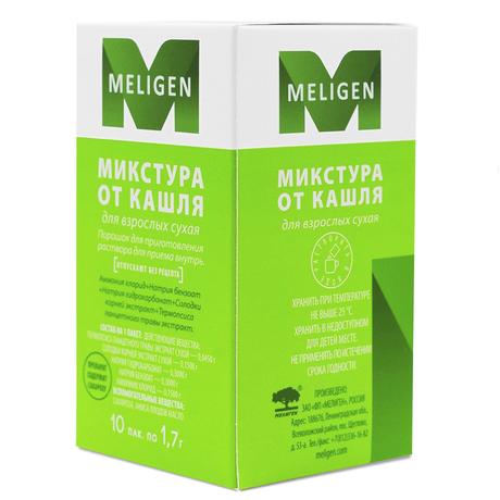 Фото Мелиген Микстура сухая от кашля для взрослых, пакетики 1,7 г, 10 шт.