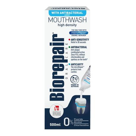 Фото Biorepair Mouthwash Antibacterial/Биорепейр ополаскиватель для полости рта, 500 мл