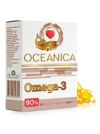 Фото Океаника Омега 3 - 90%,  капсулы 1400 мг, 30 шт.