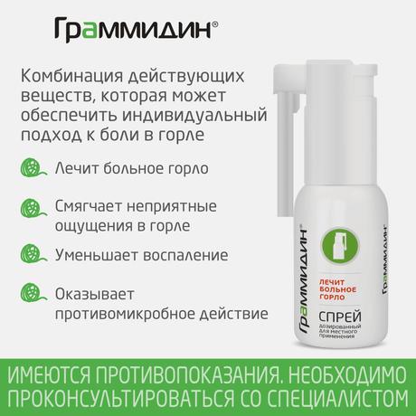 Фото Граммидин, спрей 0,06 мг+0,1 мг/доза, 112 доз