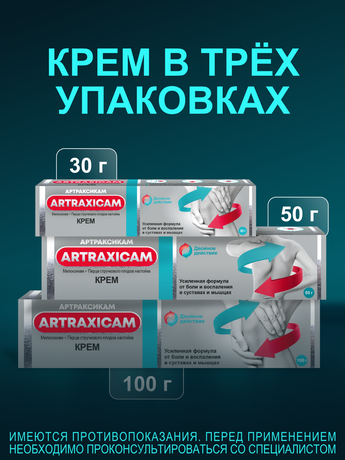 Фото Артраксикам, крем для наружного применения 30 мг/г +100 мг/г, туба 100 г