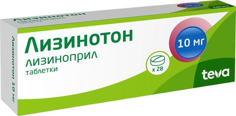 Фото Лизинотон, таблетки 10 мг, 28 шт.