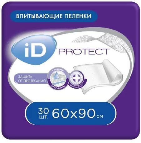 Фото iD Protect одноразовые впитывающие пеленки, 60 см x 90 см, 30 шт.