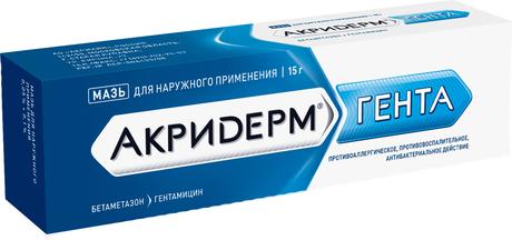 Фото Акридерм Гента, мазь 0.05%+0.1%, 15 г