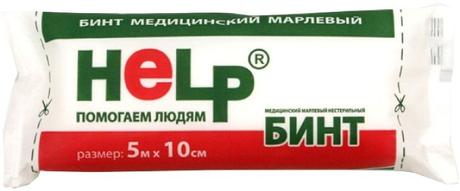 Фото Бинт марлевый нестерильный HELP, 5 м х 10 см
