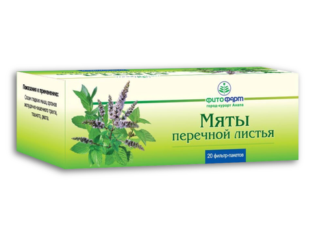 Фото Мяты перечной листья, фильтр-пакеты 1,5 г, 20 шт.