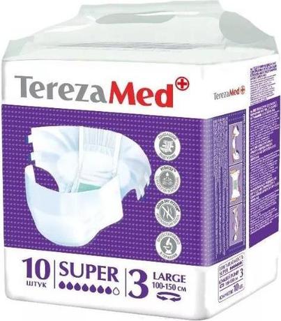 Фото TerezaMed Super, подгузники для взрослых Large Super, 10 шт.