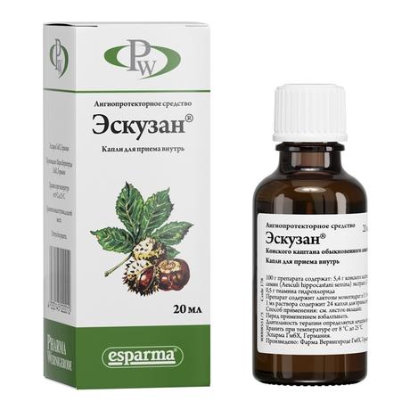Фото Эскузан, раствор для приема внутрь 20 мл, 1 шт.
