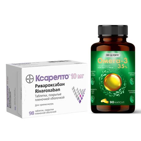 Фото Набор Ксарелто табл 98шт и Омега-3 35% BioForte капс х90