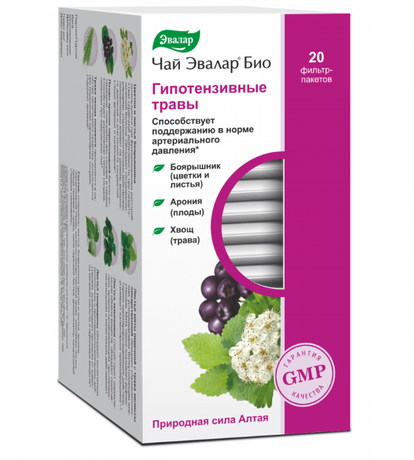 Фото Чай Эвалар Био Гипотензивные травы, пакетики, 20 шт.