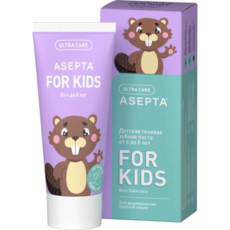 Фото Асепта Kids Укрепление эмали зубная паста гелевая от 4 до 8 лет, туба 50 мл