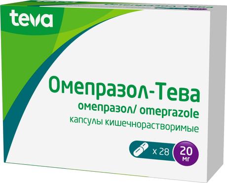 Фото Омепразол-Тева, капсулы кишечнорастворимые 20 мг, 28 шт.