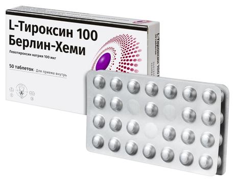 Фото L-Тироксин 100 Берлин-Хеми, таблетки 100 мкг, 50 шт.