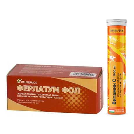 Фото Набор Ферлатум Фол р-р х20 и Витамин С Bioforte табл х20