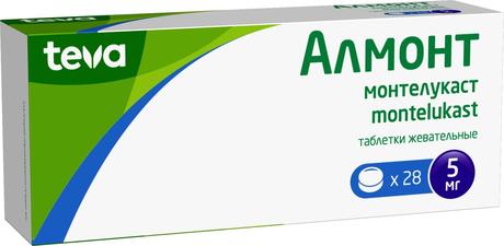 Фото Алмонт, таблетки жевательные, 5 мг 28 шт.