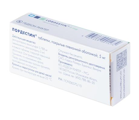 Фото Лордестин, таблетки покрыт. плен. об. 5 мг, 30 шт.