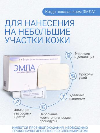 Фото Эмла, крем для местного и наружного применения, 5 г, 1 шт.