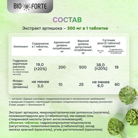 Фото Артишок BioForte, таблетки, 50 шт.