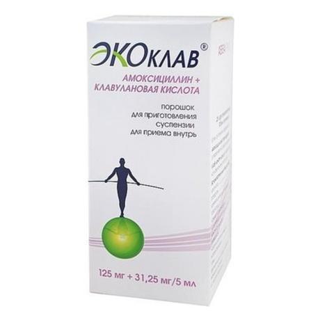 Фото Экоклав, порошок для приготовления раствора для приема внутрь 125мг+31,25мг/5мл 25 г, 1 шт.