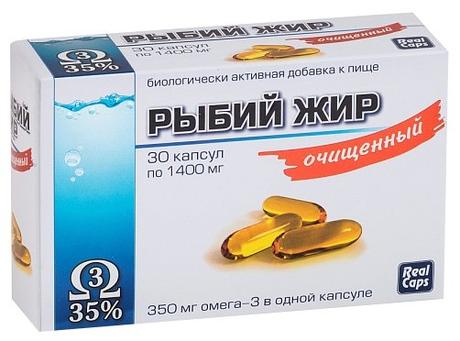 Фото Рыбий жир очищенный, капсулы 1400 мг (РеалКапс), 30 шт.