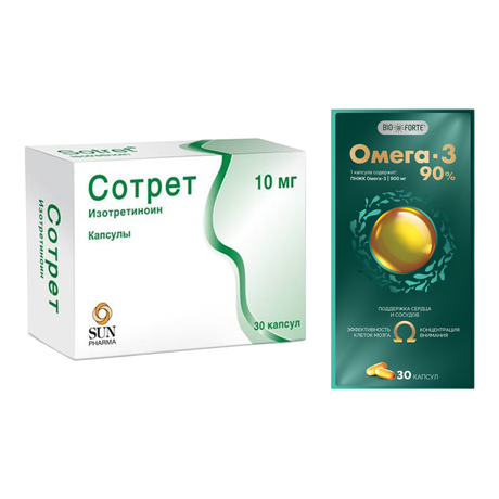 Фото Набор Сотрет капс х30 и Омега-3 60% BioForte капс х30