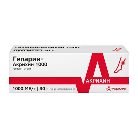 Фото Гепарин-Акрихин 1000, гель 1000МЕ, 30 г
