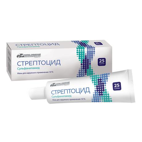 Фото Стрептоцид, мазь 10% (Усолье-Сибирский ХФЗ), туба 25 г