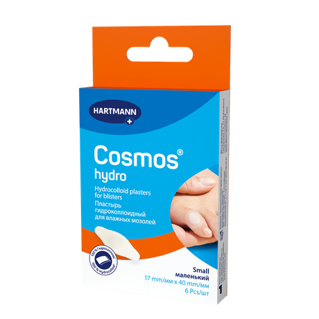 Фото Хартманн Cosmos Hydro пластырь гидроколлоидный для влажных мозолей маленький 17 мм х 40 мм, 6 шт.