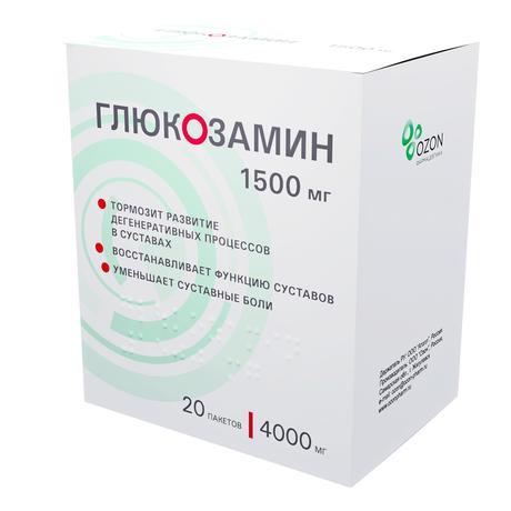 Фото Глюкозамин, порошок 1500 мг, пакетики 4 г, 20 шт.
