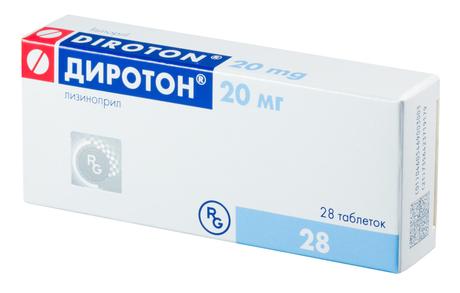 Фото Диротон, таблетки 20 мг, 28 шт.