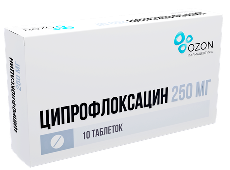 Фото Ципрофлоксацин, таблетки покрыт. плен. об. 250 мг, 10 шт.