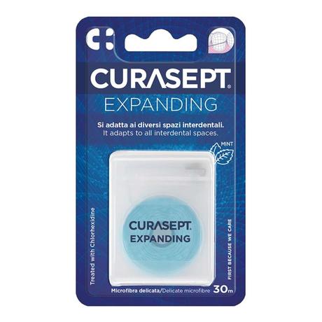 Фото Curasept Expanding Зубная нить расширяющаяся, вощеная (с мятой), 30 м