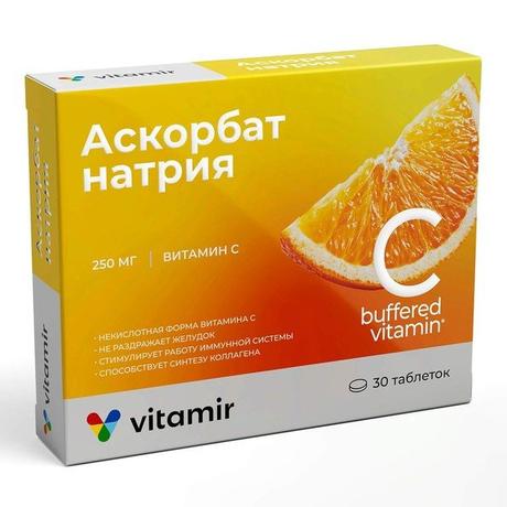 Фото Витамир аскорбат натрия таблетки 250 мг 0,6 г №30