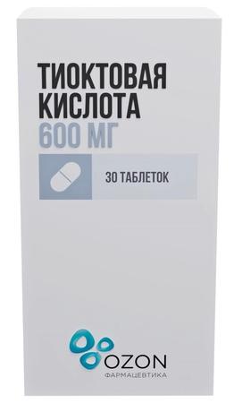 Фото Тиоктовая кислота, таблетки в пленочной оболочке 600 мг, 30 шт.