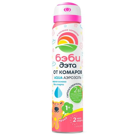 Фото Бэби Дэта Детский Аква для детей с 1 года, аэрозоль репеллент от комаров 2 в1, 100 мл