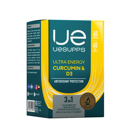 Фото UESUPPS Ультра Энерджи Куркумин и Витамин D3, капсулы, 60 шт.