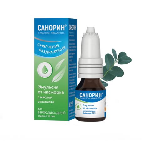 Фото Санорин с маслом эвкалипта, капли назальные 0.1%, 10 мл