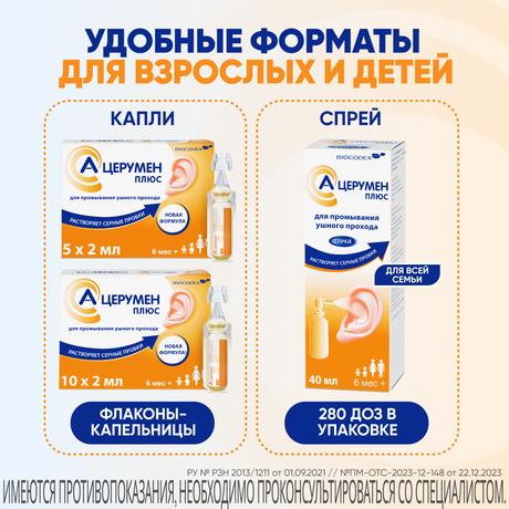 Фото А-Церумен Плюс, капли ушные, 2 мл, 5 шт.