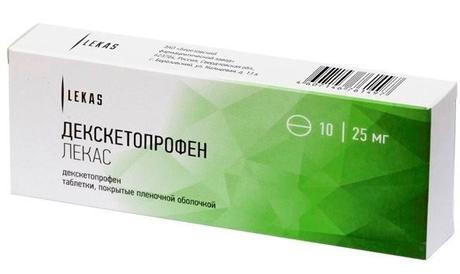 Фото Декскетопрофен Лекас, таблетки покрыт. плен. об. 25 мг, 10 шт.