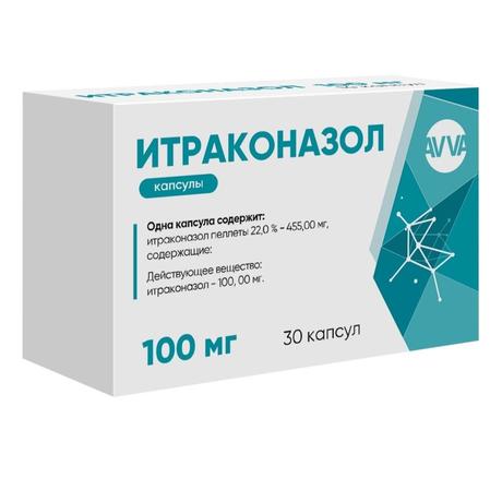Фото Итраконазол капсулы 100 мг, 30 шт.