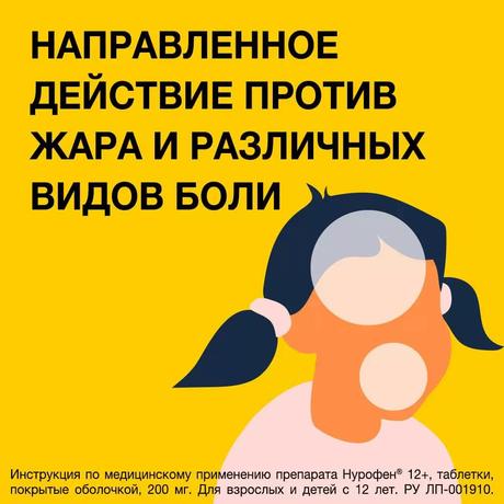 Фото Нурофен 12+, таблетки покрыт. плен. об.  200 мг, 12 шт.
