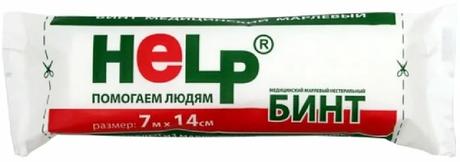 Фото Бинт HELP марлевый нестерильный 7 м х 14 см