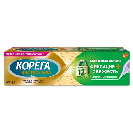 Фото Корега Максимальная Фиксация+Свежесть, крем для фиксации зубных протезов, длительная свежесть, 40 г