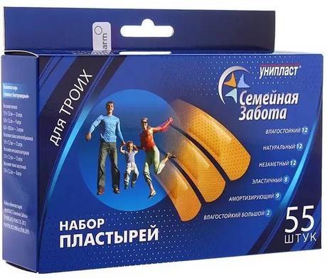 Фото Пластырь Унипласт, набор Семейная забота, 55 шт.