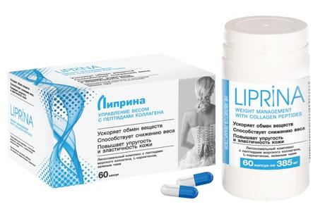Фото Липрина Управление весом с пептидами коллагена, капсулы 385 мг, 60 шт.