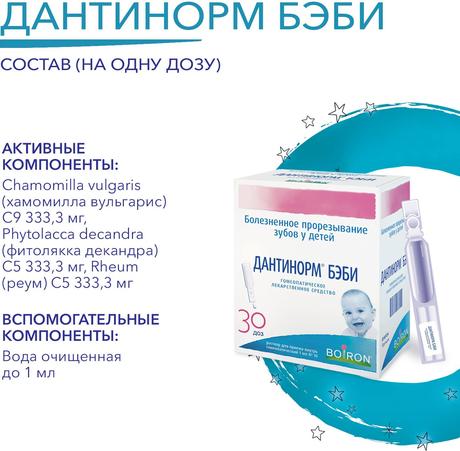 Фото Дантинорм Бэби, раствор гомеопатический 1 мл (1 доза), 10 шт.