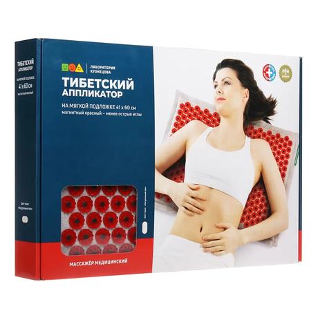 Фото Иппликатор Кузнецова, массажер медицинский Тибетский,  магнитный на мягкой подложке 41х60 см, красный